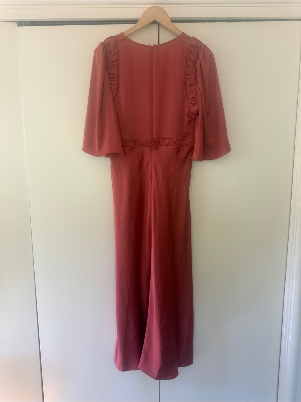ba&sh Rust Midi Dress with Ruffle Trim - Picture 2 of 3
